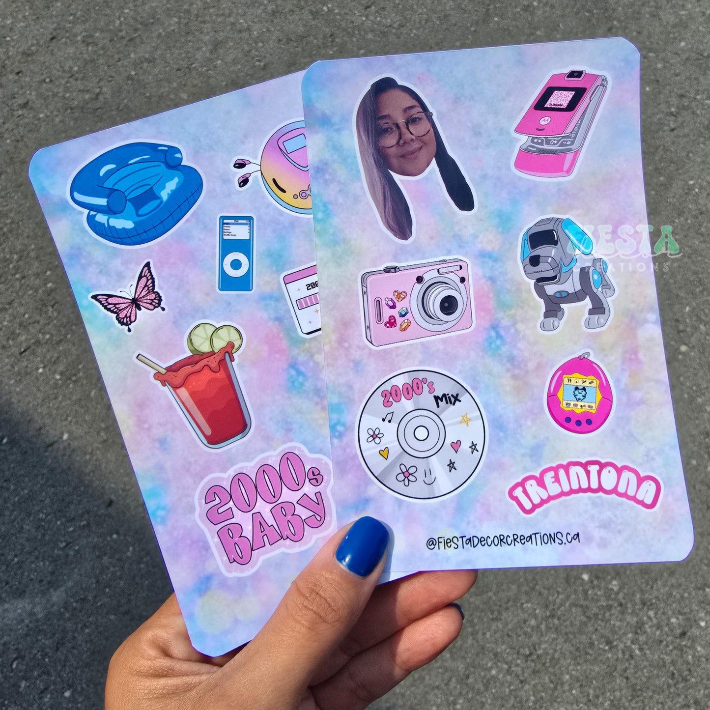 A sheet of vibrant, personalized stickers that can be customized with a business logo or party theme for gift kits.