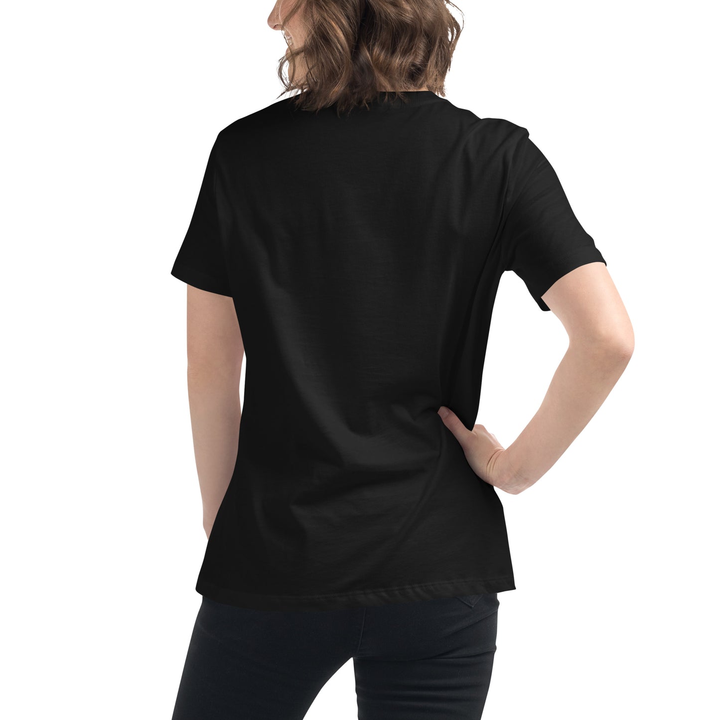 Blank black t-shirt, back view, comfortable relaxed fit, ready for your custom design.