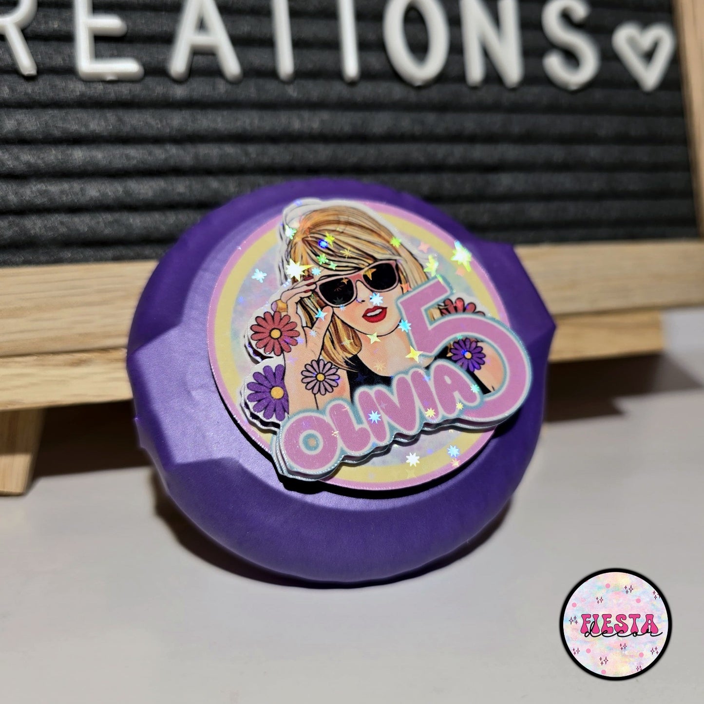 Custom decorative party favor with holographic accents, perfect for any personalized event, Fiesta Decor.