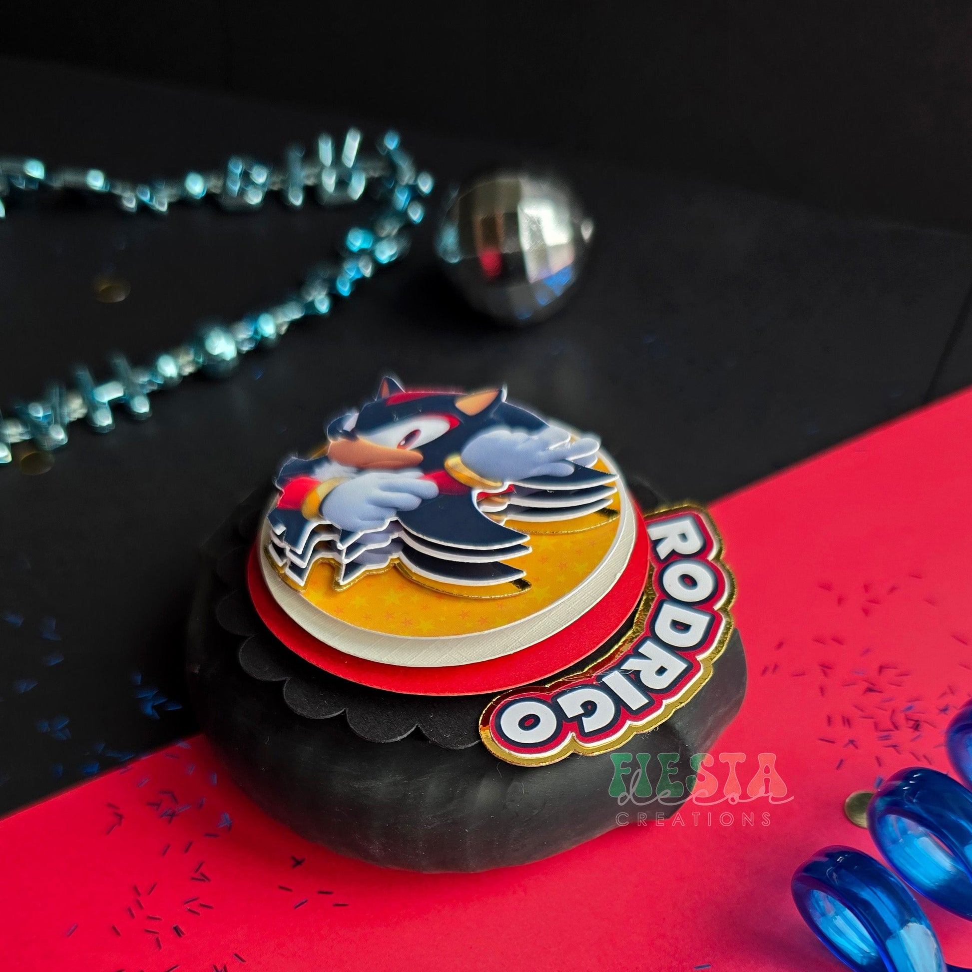 Dynamic layered custom character topper for birthdays & themed parties from Fiesta Decor Creations.