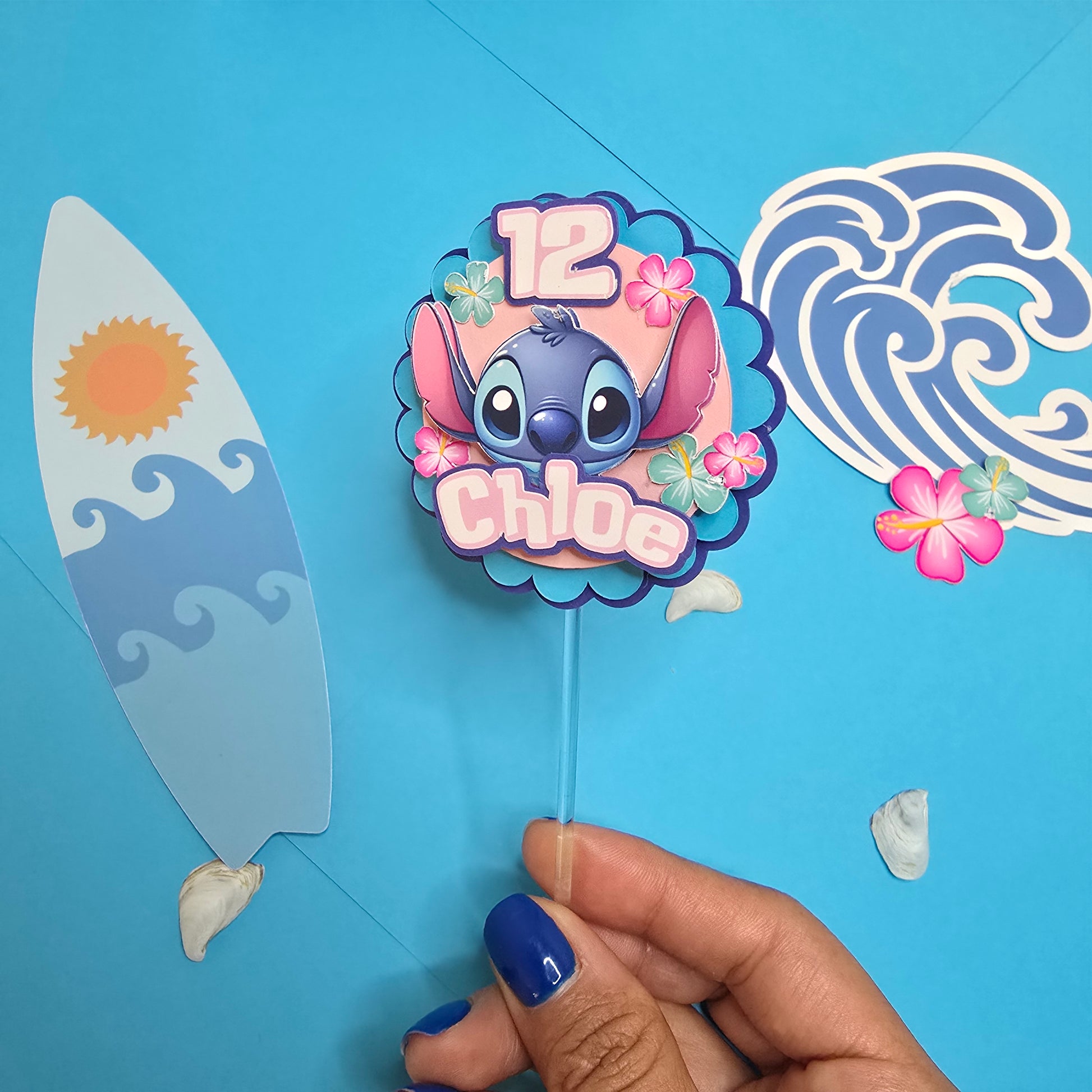 Personalized party cupcake toppers, handcrafted for any celebration with custom name, age, and theme.