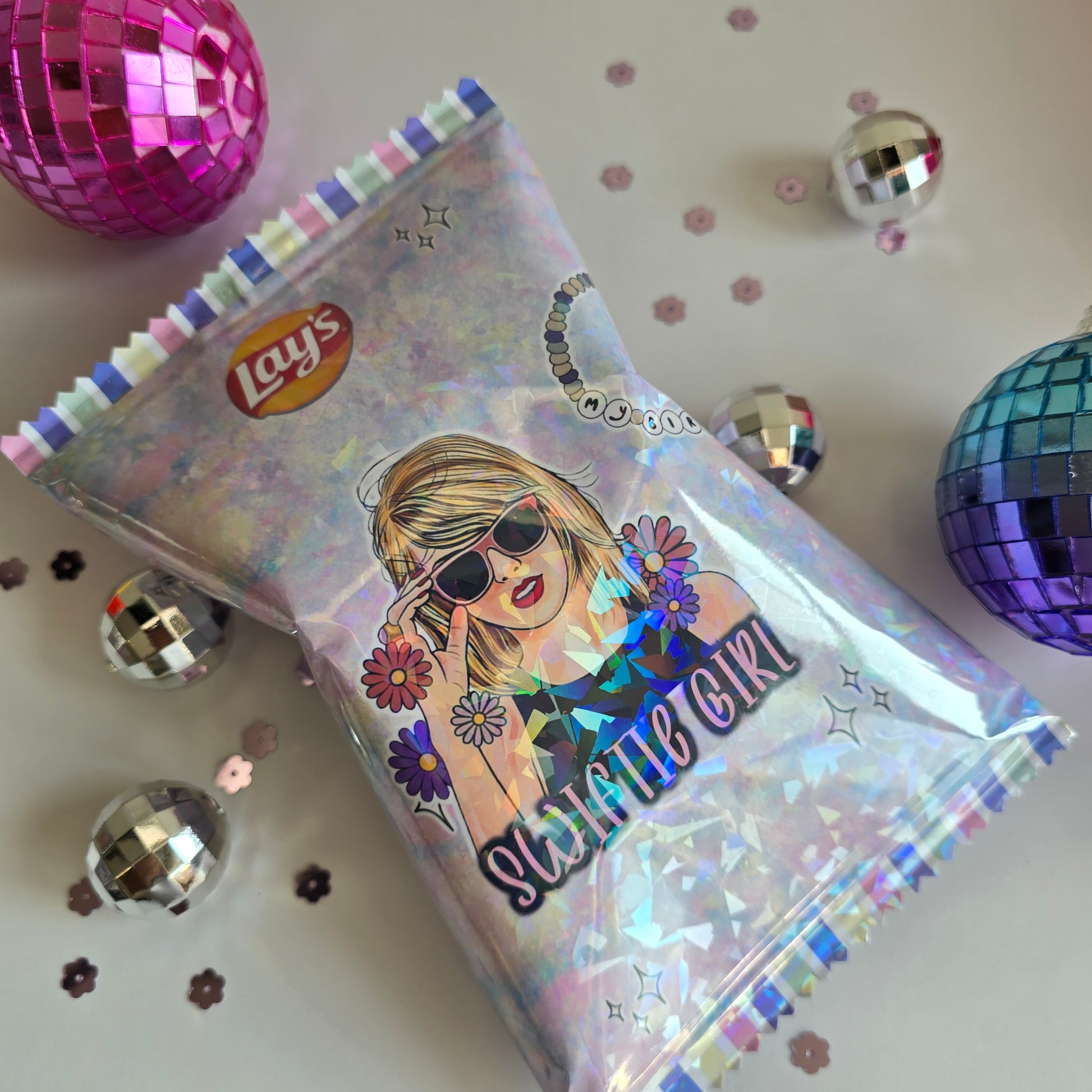 Collection of custom chip bags for a child's birthday, featuring personalized names and any character theme.